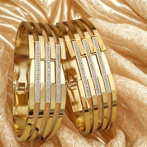 Gold-Toned Linear Cut AD Bracelets for Women – Stylish Design - Jouell