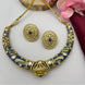 Blue & Gold Hasli Necklace Set with Earrings