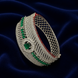 Silver & Emerald Green American Diamond Openable Bracelet