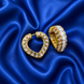 Gold Tone Heart Shape Kundan Bali Earrings
