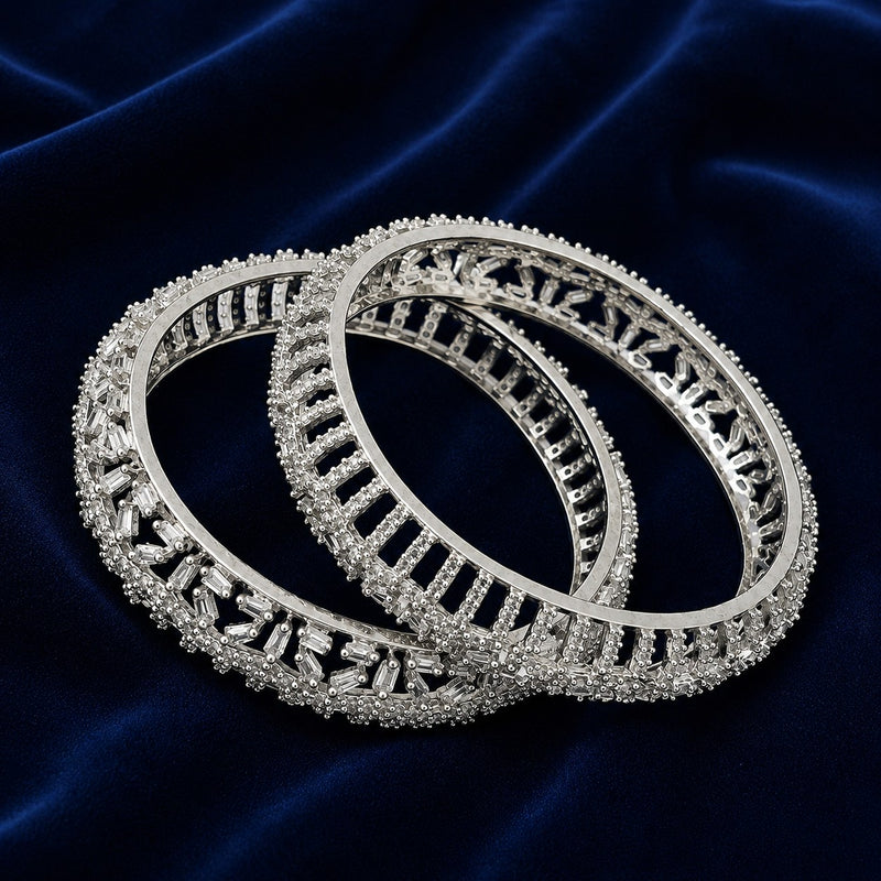 Silver American Diamond Designer Bangles for Women