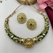 Green Hasli Necklace Set with Earrings – Rajasthani Choker Design