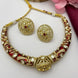 Red & Gold Hasli Necklace Set with Earrings