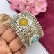 Silver Brass Kada Bracelet with Parrot & Stone Detailing – Ethnic Design - Jouell