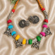 Multicolor Oxidised Silver Tribal Choker Necklace Set