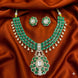 Green Malaika Arora Inspired Bridal Necklace Set with Earrings